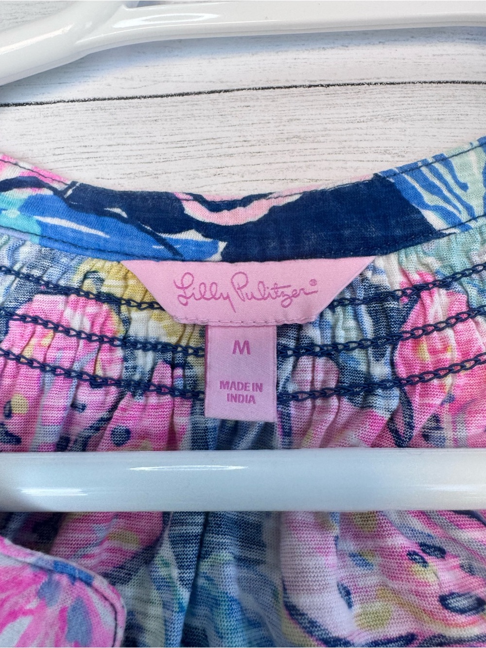 Lilly Pulitzer Floral Sleeveless Henley Tank Top Medium Pink Blue Tropical - Picture 4 of 7